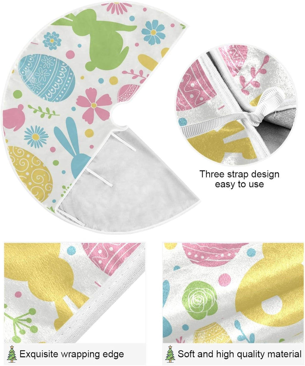 Easter Tree Skirt Easter Bunny Christmas Tree Skirt for Easter Day Holiday Party Home Decoration 36 Inch