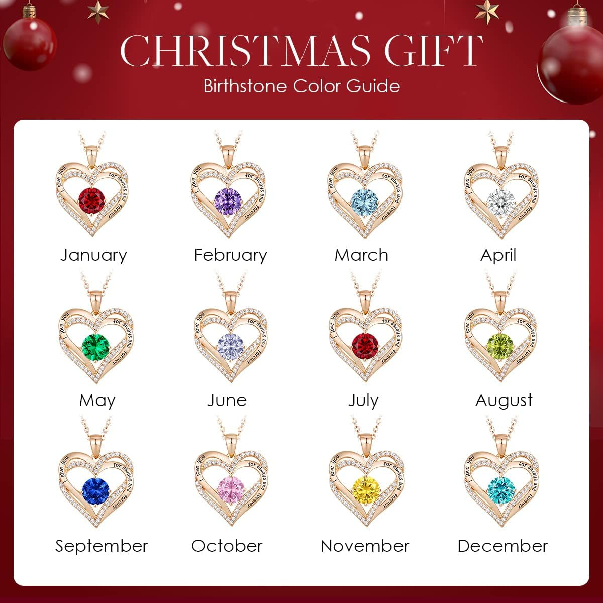 Valentine'S Day Gift Forever Love Heart Necklaces for Women, Wedding Anniversary, Birthday Mothers Christmas Day Gifts for Mom, Mother, Wife, S925 Silver Jewelry with Birthstone Pendant