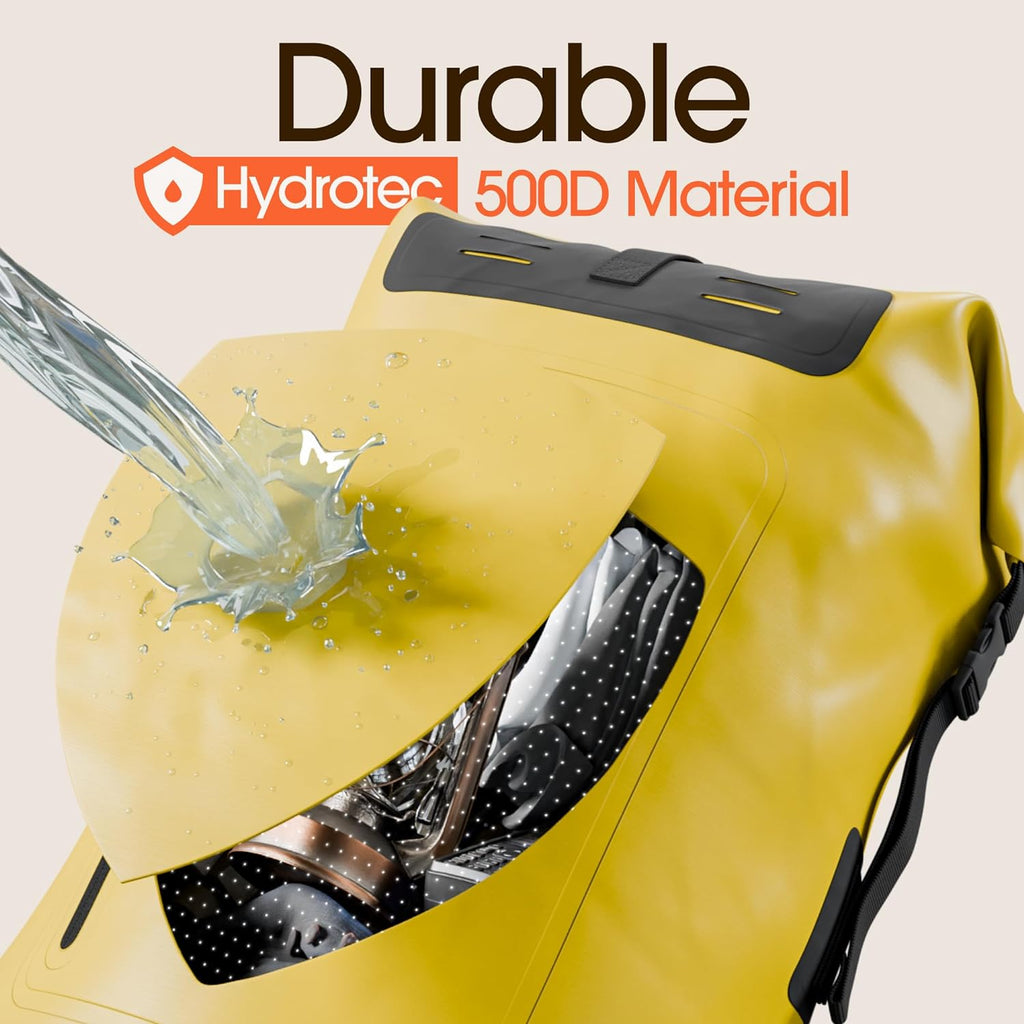 Waterproof Backpack 35L / 55L / 85L Sizes with Roll-Top Closure, Front Pocket, Cushioned Back Panel & Phone Case