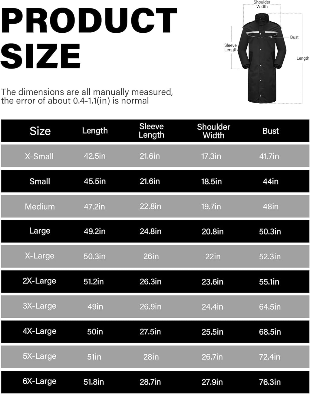 Raincoat Waterproof Long Rain Jacket Lightweight Rainwear Reflective with Packable Hood for Men Women Adults