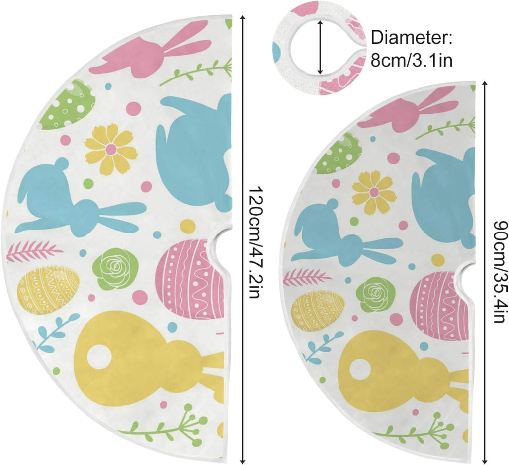 Easter Tree Skirt Easter Bunny Christmas Tree Skirt for Easter Day Holiday Party Home Decoration 36 Inch