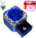 Best Valentines Day Gift for Women Preserved Real Rose with 100 Language I Love You Necklace, Gifts for Mom/ Wife and Girlfriend Anniversary