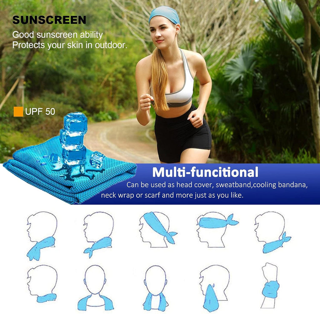 Cooling Towels | 4 Pack 47"X12" | Ice Cool for Neck | Microfiber Soft Breathable Chilly | for Yoga, Sports, Golf, Gym, Camping, Running, Fitness, Workout & More Activities